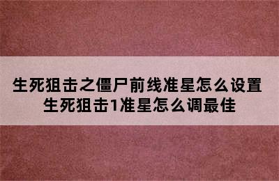 生死狙击之僵尸前线准星怎么设置 生死狙击1准星怎么调最佳